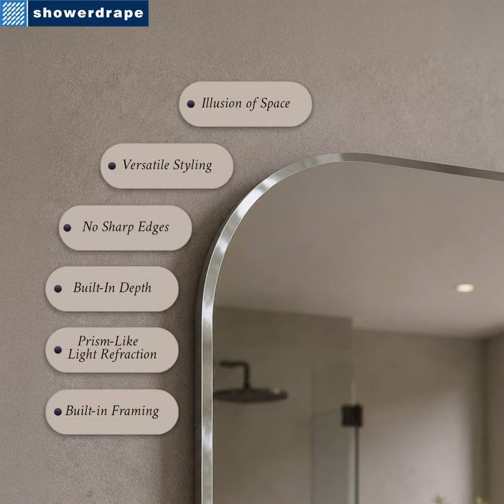 Showerdrape Islington Rectangular Frameless Bevelled Edge Wall Mounted Bathroom Mirror in Silver, W: 60 cm, H: 45 cm – 2