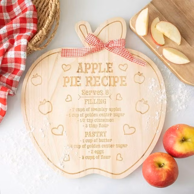 Uniqueful Apple Pie Recipe Serving Board in Multicolour and Beige Wood
