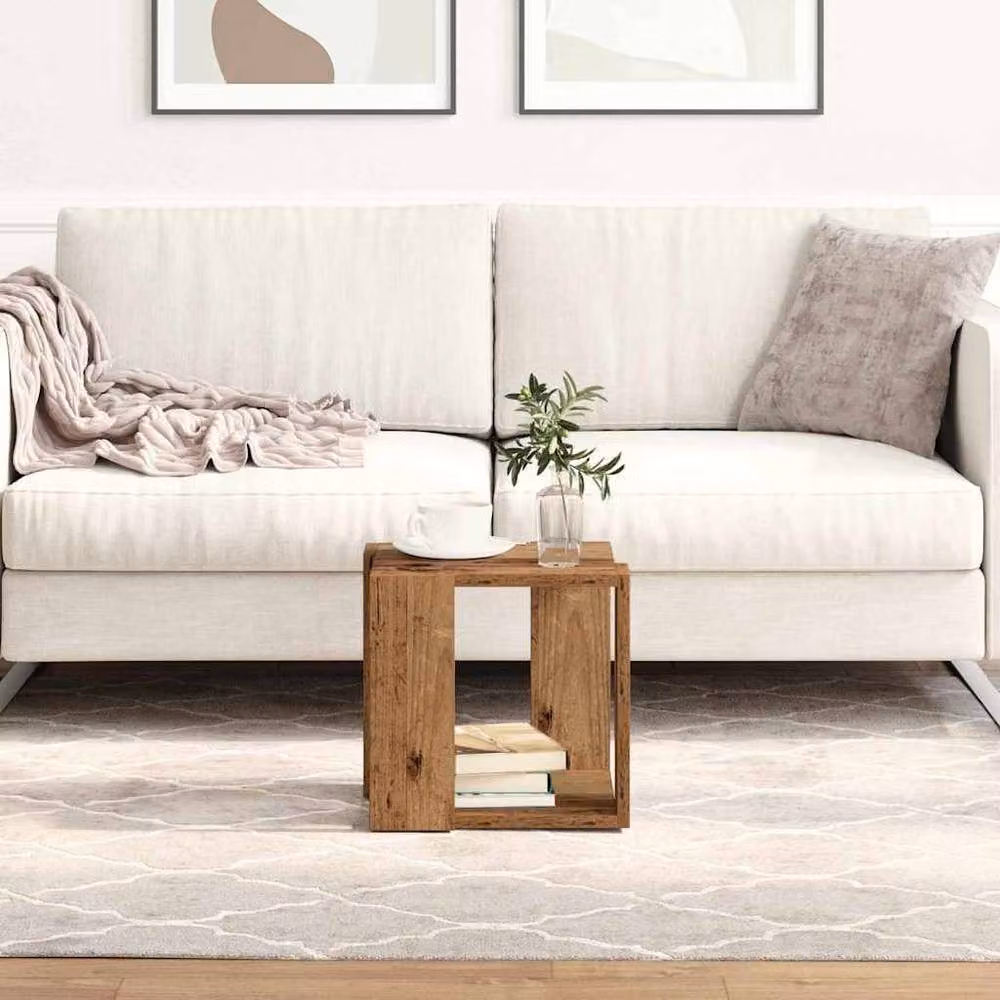 Berkfield Home Rustic Reclaimed Solid Wood Coffee Table, Brown, W/D/H: 32 x 32 x 30 cm – 2