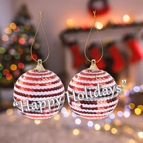 VFM e-Store Red Round Christmas Bauble Hanging Ornament Set of 2 – 4