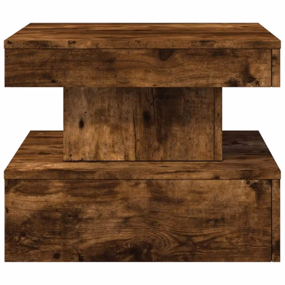 Berkfield Home Modern Square Coffee Table with LED Lights in Smoked Oak Brown, W/D/H: 50 x 50 x 40 cm – 6