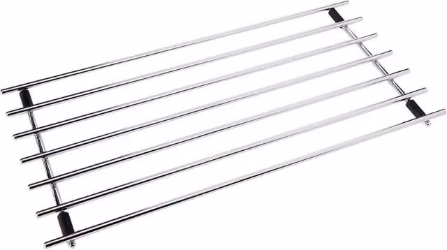 dexam Chrome Rectangular Metal Trivet for Hot Dishes in Silver