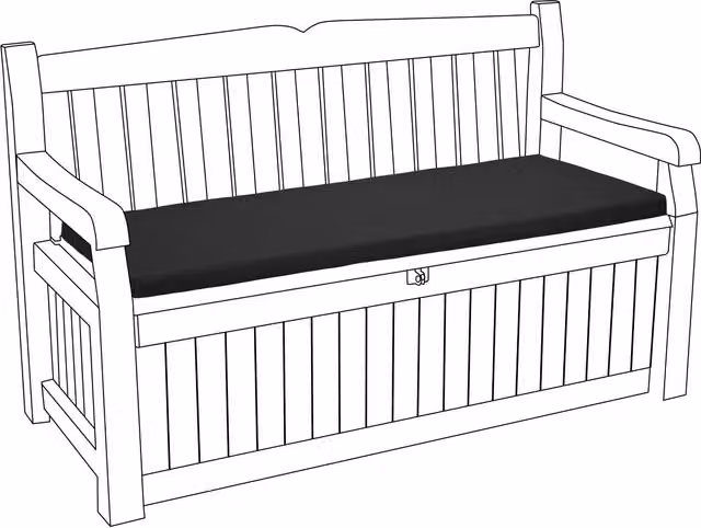 Keter Iceni Eden Outdoor Garden Bench Cushion Seat Pad in Black Polyester with Foam Filling