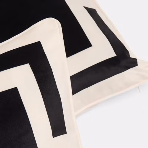 OHS 2 Pack Square Graphic Print Matte Velvet Decorative Cushion Covers, Black, W/D/H: 45 x 45 x 45 cm – 3