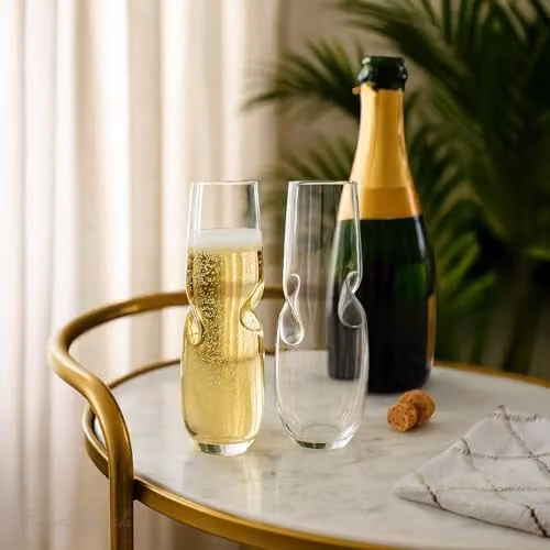 Final Touch Bubbles Transparent Stemless Champagne and Sparkling Wine Tumbler Glasses, Set of 2, 236 ml – 2