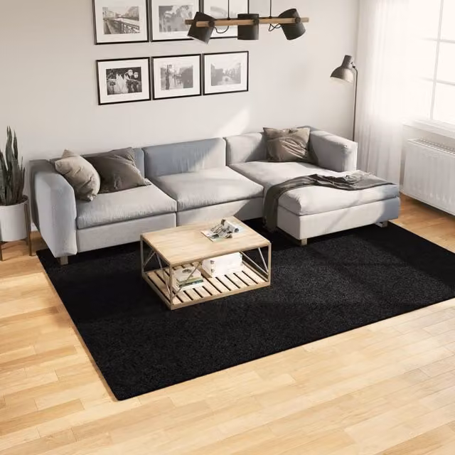 Berkfield Home Oviedo Short Pile Rug, Black, W: 200 cm, D: 280 cm