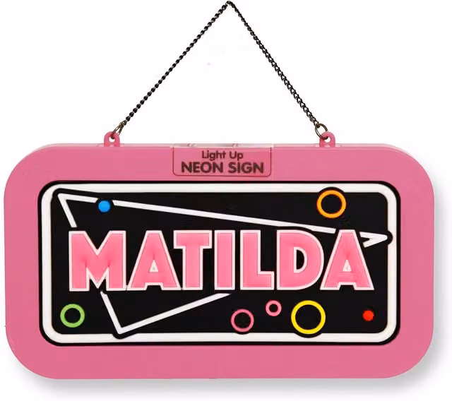 History & Heraldry Matilda Pre-personalised Light-Up Neon Bedroom Sign in Pink