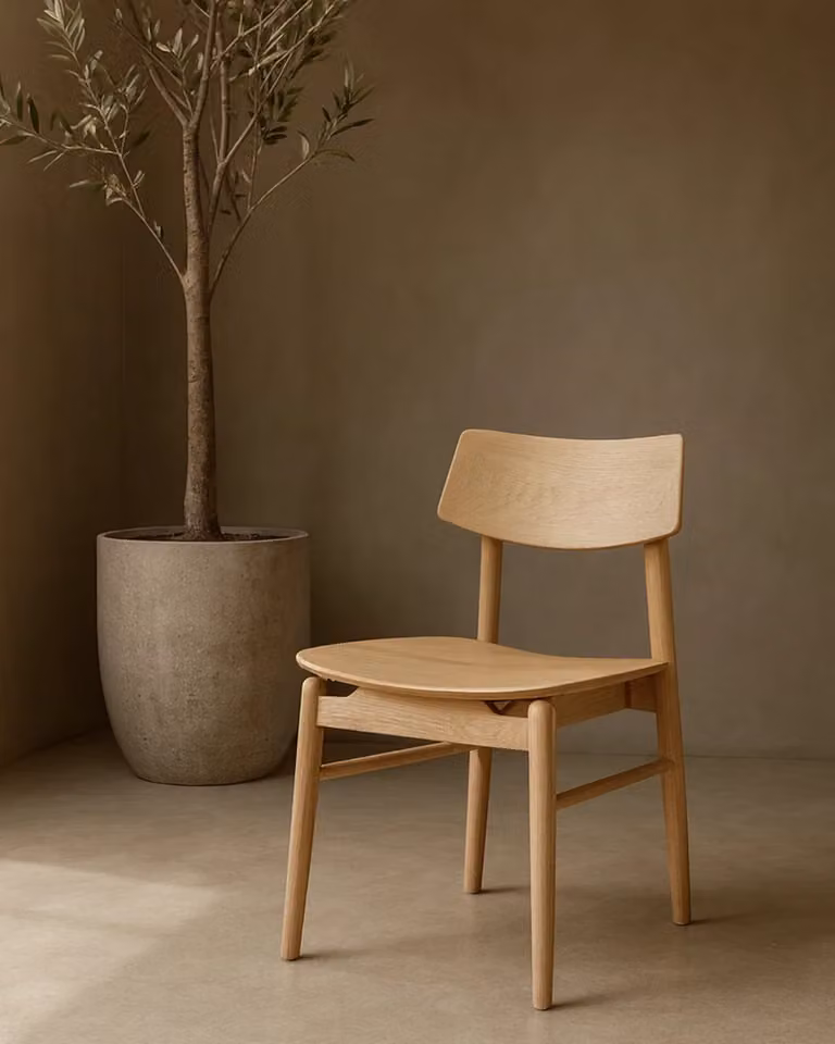 Tommy Franks Mono Minimalist Solid Oak Dining Chair in Brown