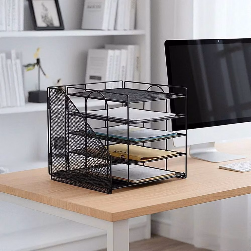 FORGEVIO Metal Letter Tray Organiser in Black, W/D/H: 31 x 31 x 28 cm – 4