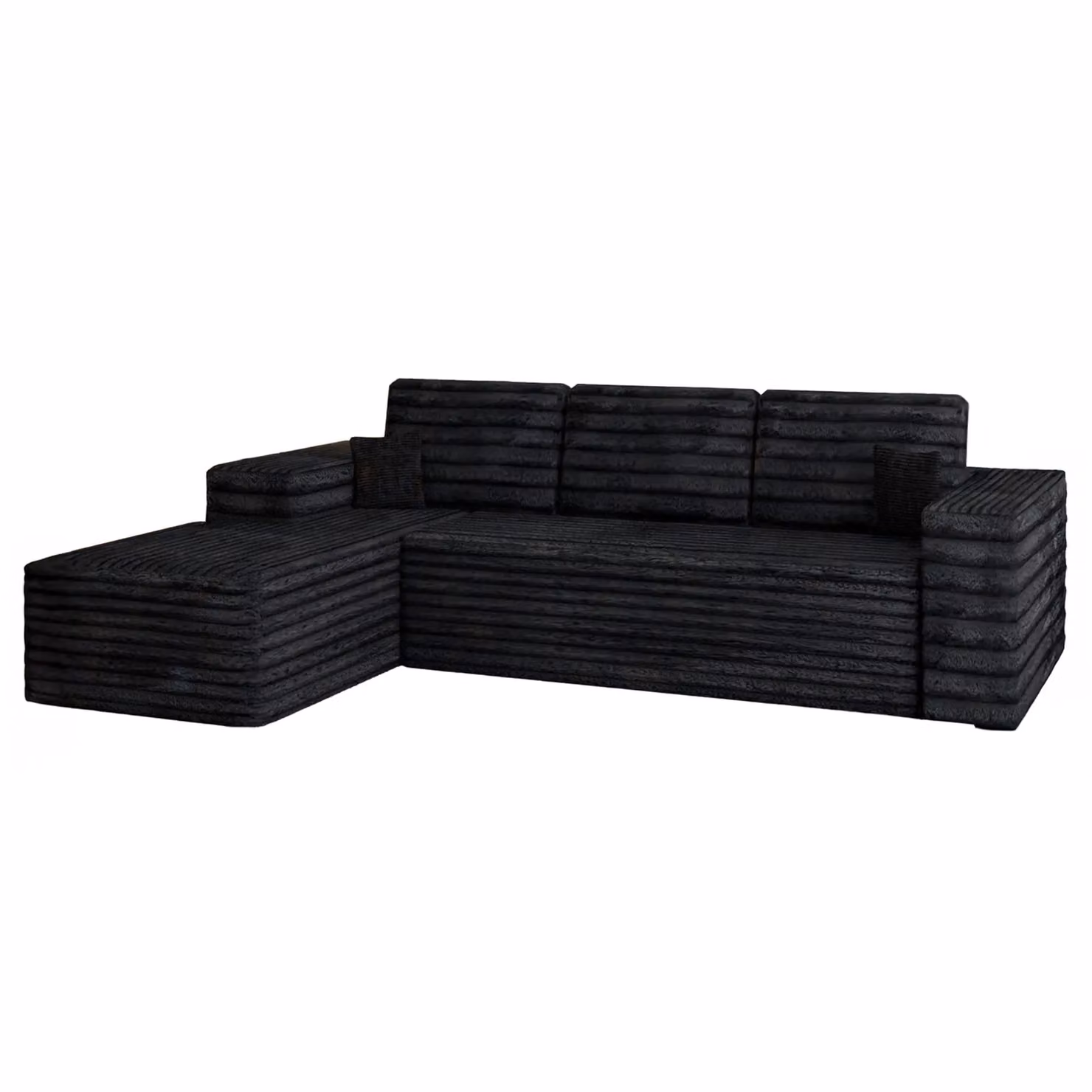 Sliding Wardrobes 4U Smart Left Corner Sofa in Black, Modern L-Shape Upholstered Fabric Design with Scatter Cushions Included – 5
