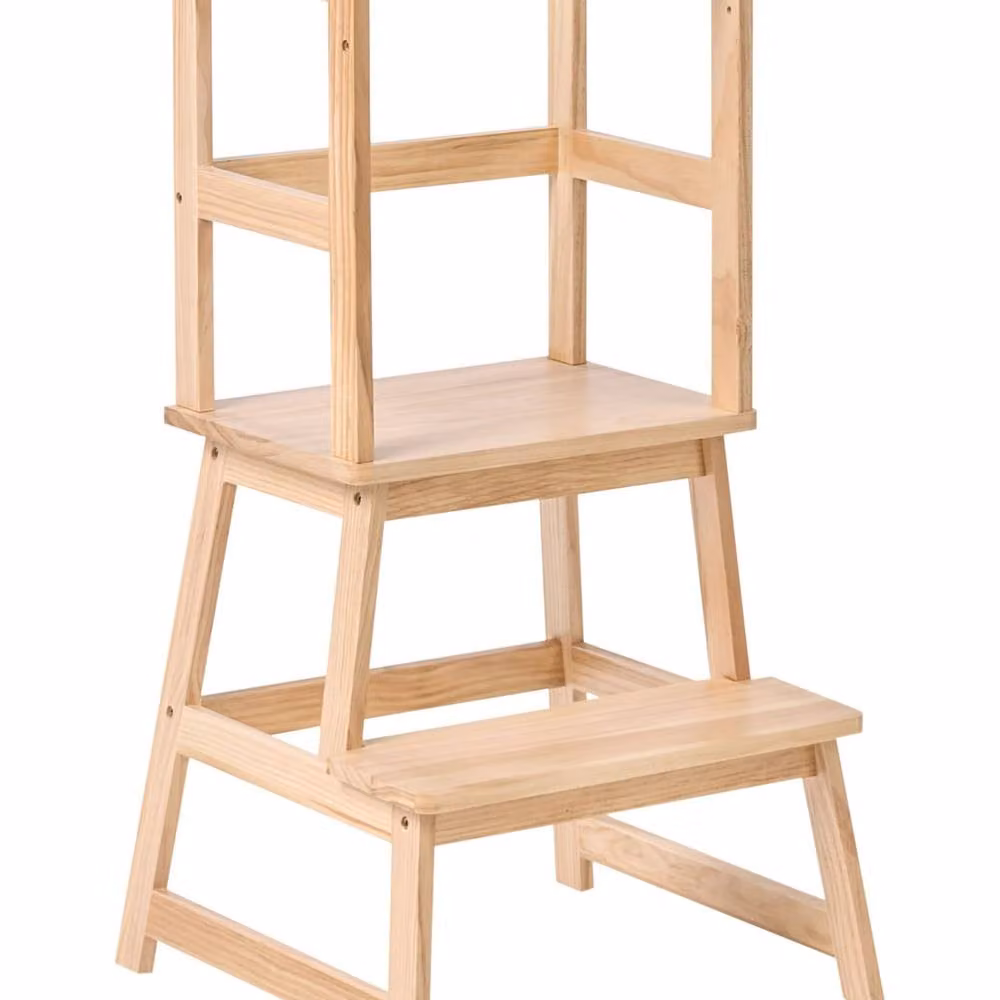 Wyld and Coco Kitchen Helper Learning Tower in Light Brown Pine Wood – 2