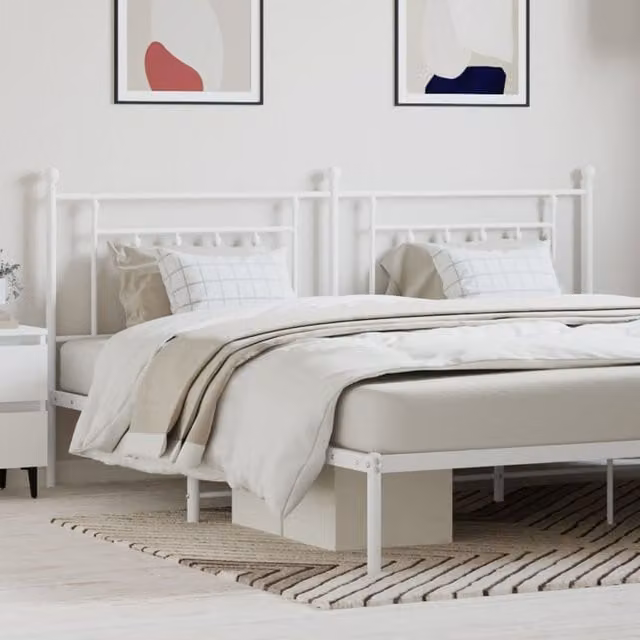Berkfield Home Classic Metal Headboard in White, Width: 193 cm