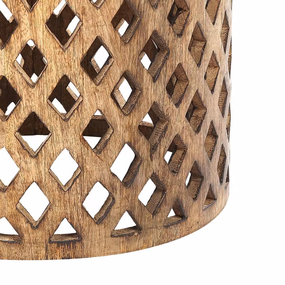 Wyld and Coco Mango Wood Side Table in Brown with Octagonal Top and Round Base, Diameter: 42 cm – 5