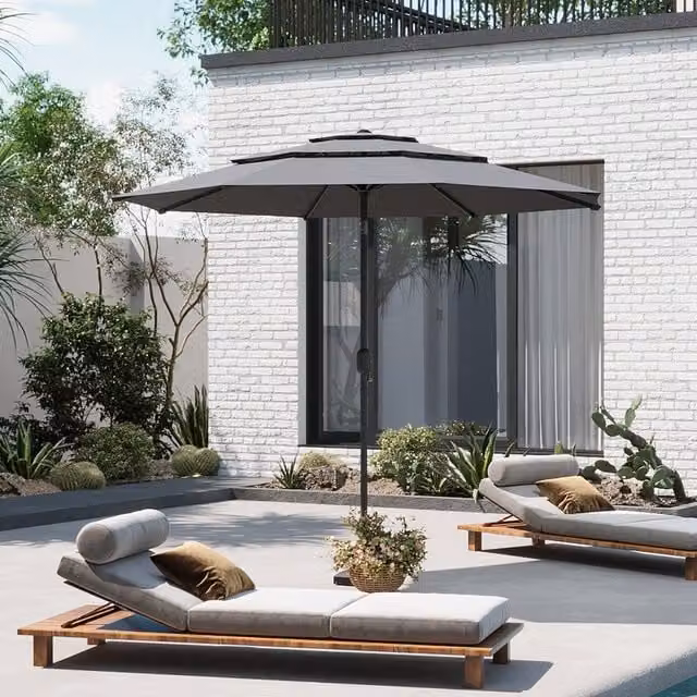 Breeins 3 Tier Cantilever Parasol in Light Grey