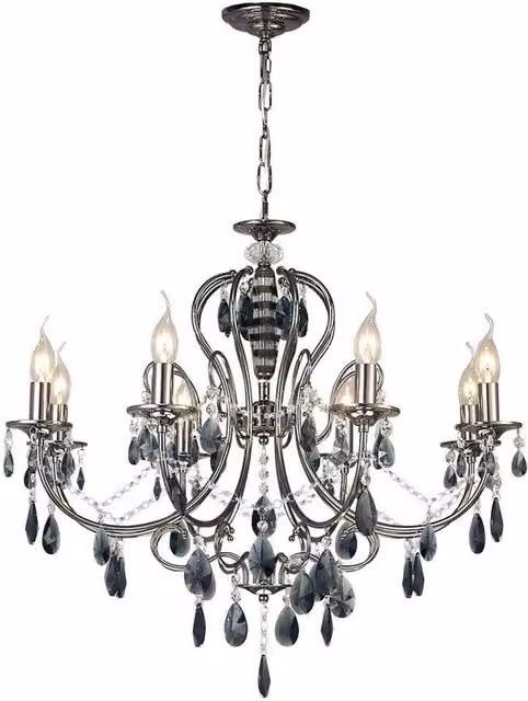 Netlighting Luna Crystal Ceiling Light with 8 E14 Sockets in Black and Chrome – 1