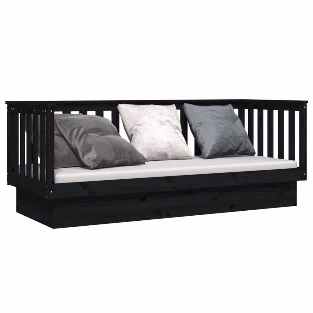 Berkfield Home Rustic Black Solid Wood Pine Day Bed W/D/H: 190 x 90 cm – 3