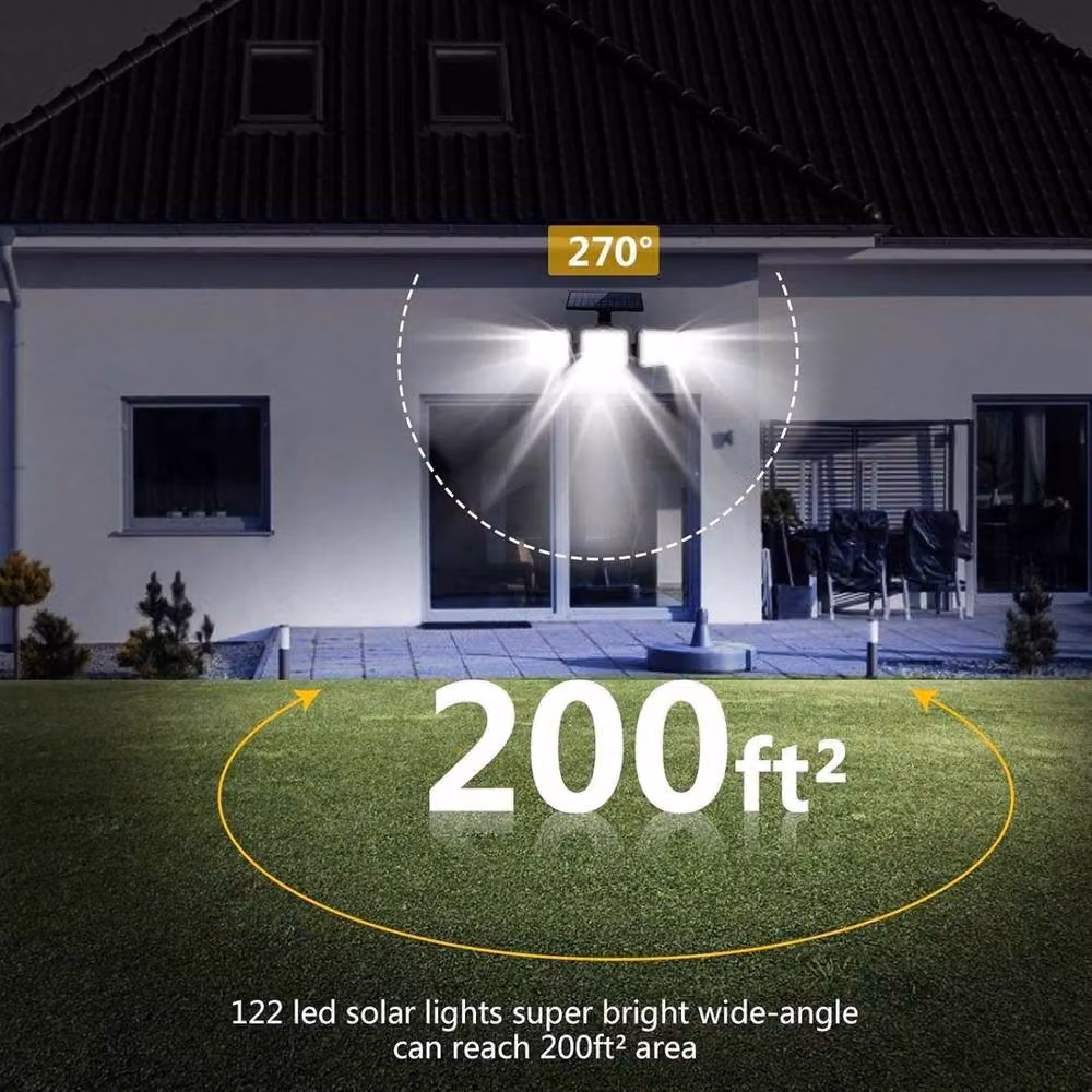 FLAVORA Black Waterproof Outdoor Solar LED Motion Sensor Wall Lights – 4