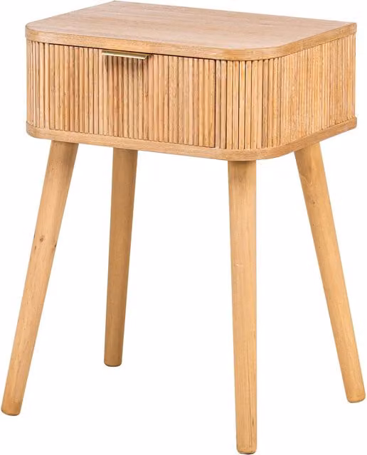 Nordlys Scandinavian Style Bedside Table with 2 Drawers in Brown Beech Wood – 1