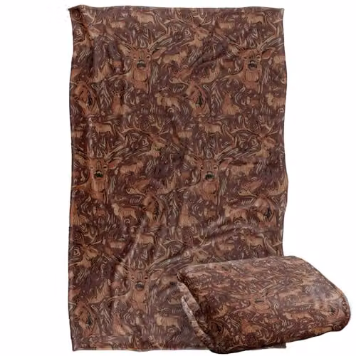 JQ Licensing Big Game Deer and Moose Hunting Pattern Super Soft Fleece Throw Blanket, Multicolour, W/D/H: 91 x 147 cm – 1