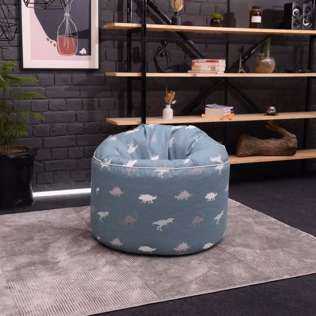 Ready Steady Bed Rex Animal Print Kids Bean Bag Chair in Blue