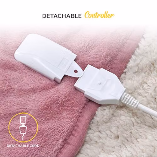 MONHOUSE Pink Sherpa Heated Electric Throw Blanket with 9 Heat Settings and Timer, W/D/H: 130 x 160 cm – 3