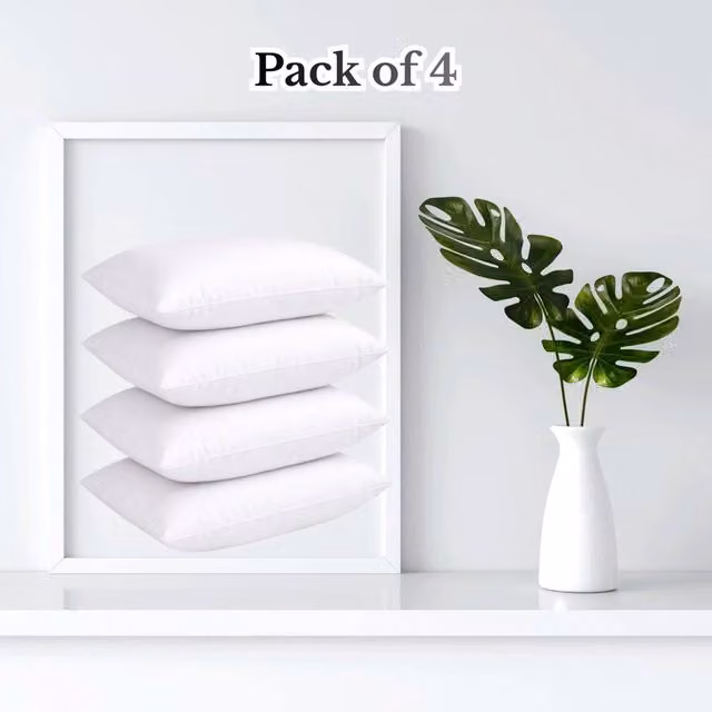 EONLION Pack of 4 White Hollowfibre Bounce Back Pillows, Medium Support, Allergy Friendly – 1
