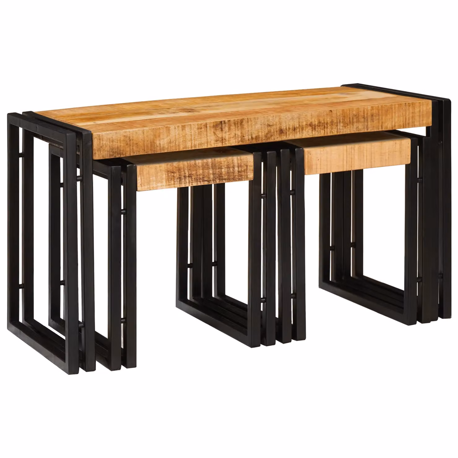 Berkfield Home Nesting Tables Set of 3 in Brown Solid Mango Wood – 2