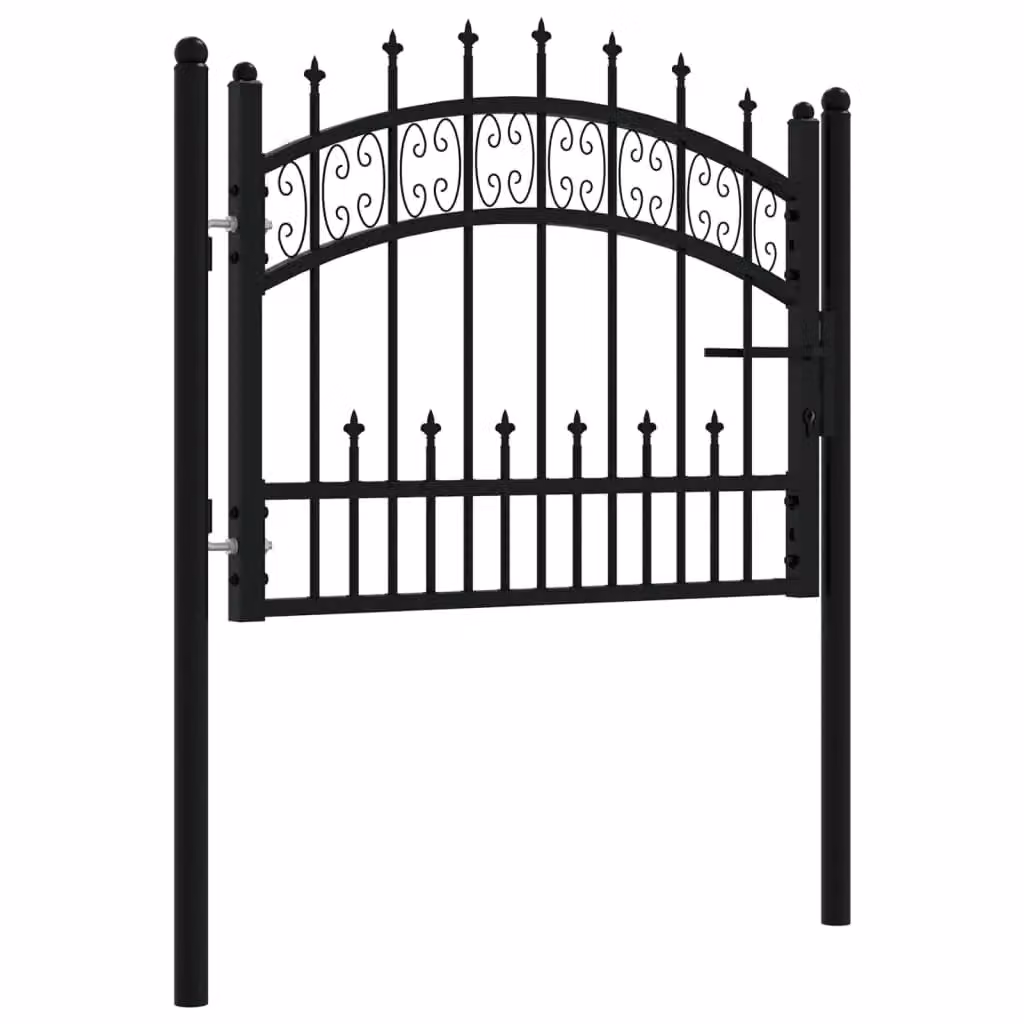 Berkfield Home Spear Top Fence Gate, Black Powder-coated Steel, W: 103 cm, H: 120 cm – 3