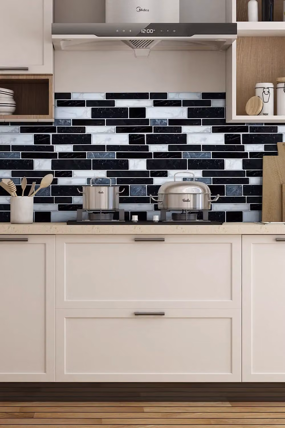 Living and Home 10Pcs Self-Adhesive Black Rectangular Wall Tile Stickers – 2