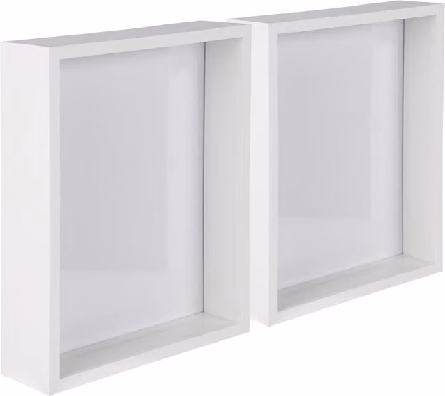 Nicola Spring 3D Deep Box Photo Frames, Pack of 2, White, W: 25.4 cm, H: 20.32 cm, D: 2.54 cm