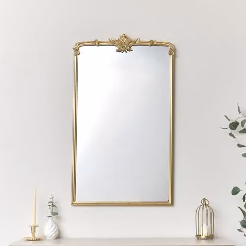 Melody Maison Large Gold Ornate Vintage Floral Rectangular Wall Mirror W: 104 cm, H: 63 cm