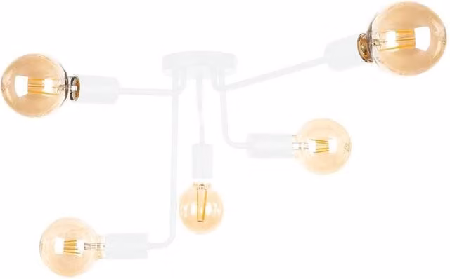 Netlighting Nixon Multi Arm Semi Flush Ceiling Light in White, Diameter: 50 cm, 5x E27