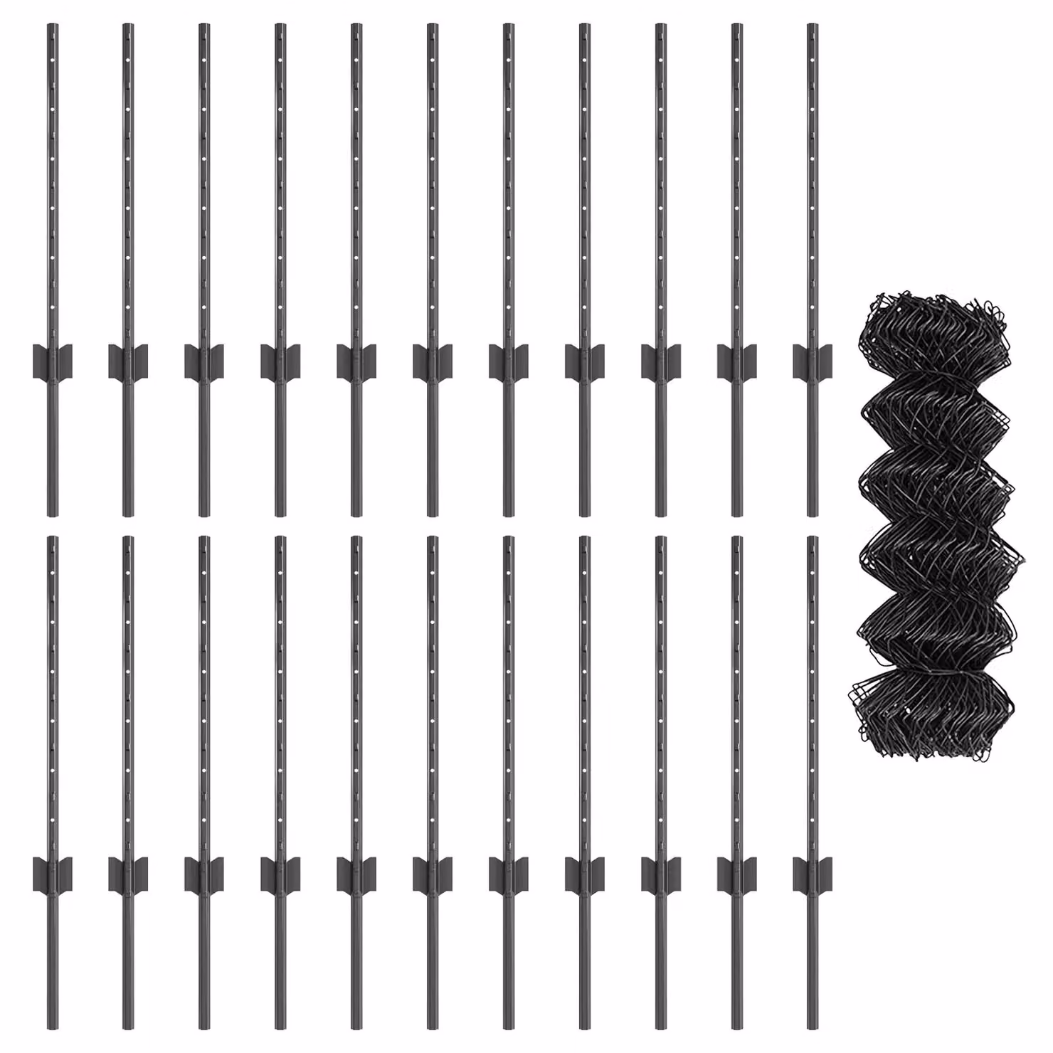 Berkfield Home Grey Steel Chain Link Fence with 22 U-Profile Posts, W: 25 m, H: 0.6 m – 2