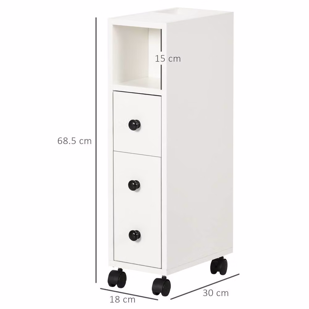 STILVORA White Modern Freestanding Bathroom Storage Cabinet with Internal Drawers, Shelves and Hinged Doors – 3