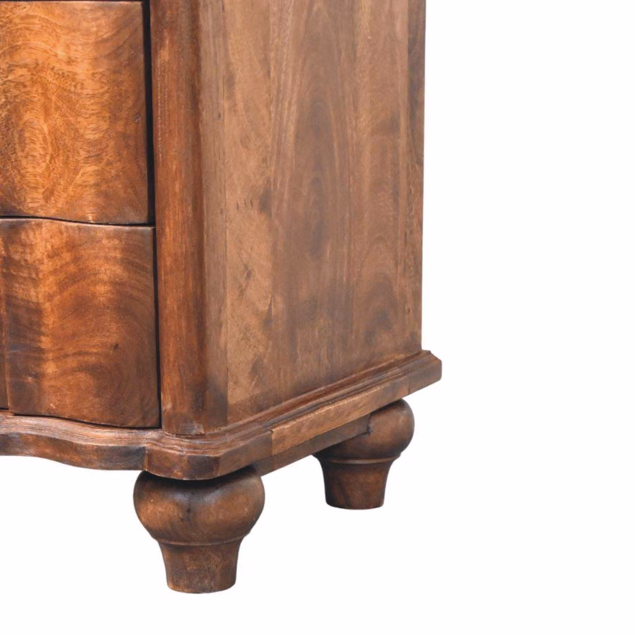 Aosom UK Solid Mango Wood Bedside Table in Brown with Drawers and Open Shelf, W/D/H: 55 x 40 x 63 cm – 6