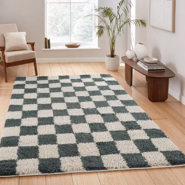 Desire Rugs Modern Rectangular Shaggy Area Rug, Green, W: 170 cm x D: 120 cm