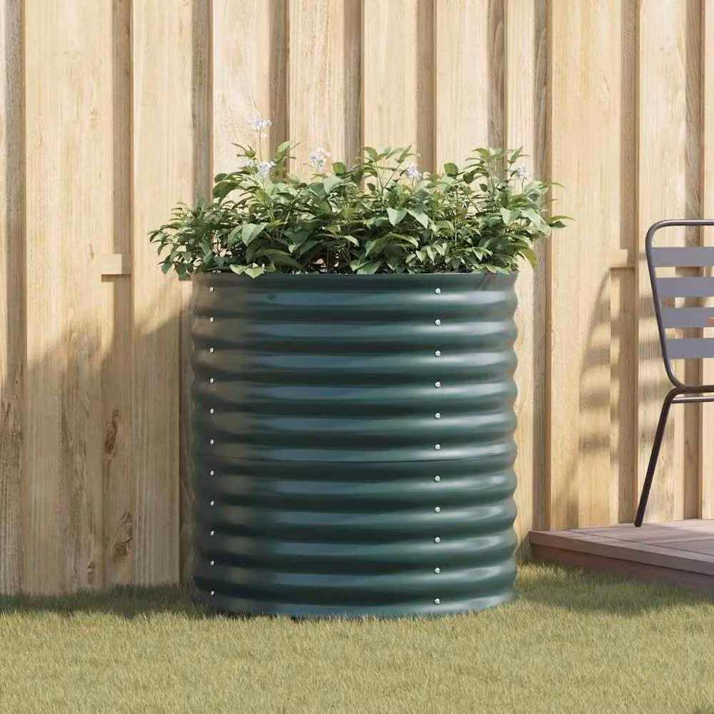 Berkfield Home Garden Green Galvanised Steel Raised Bed W/D/H: 80 x 80 x 81 cm – 2