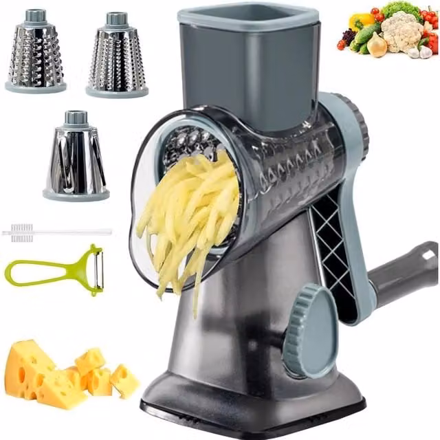 NESTLUNE Green 3 in 1 Rotary Vegetable and Cheese Grater with Multiple Blades – 1