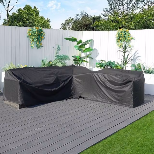 Abrihome Waterproof Polyester Sofa Rain Cover in Black, 255 cm
