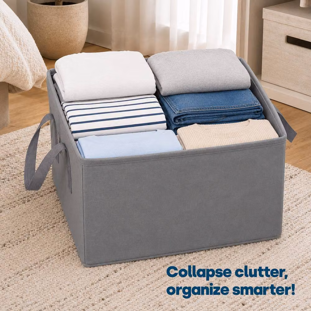 LIVIVO Collapsible Fabric Laundry Storage Bags with Handles, 2 Pack, Grey – 2