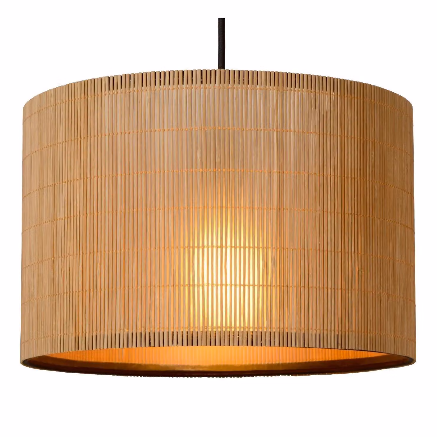 Lucide Magius Scandinavian Bamboo Bar Pendant Light, Brown, Dimmable and Height Adjustable, 3 x E27 – 3