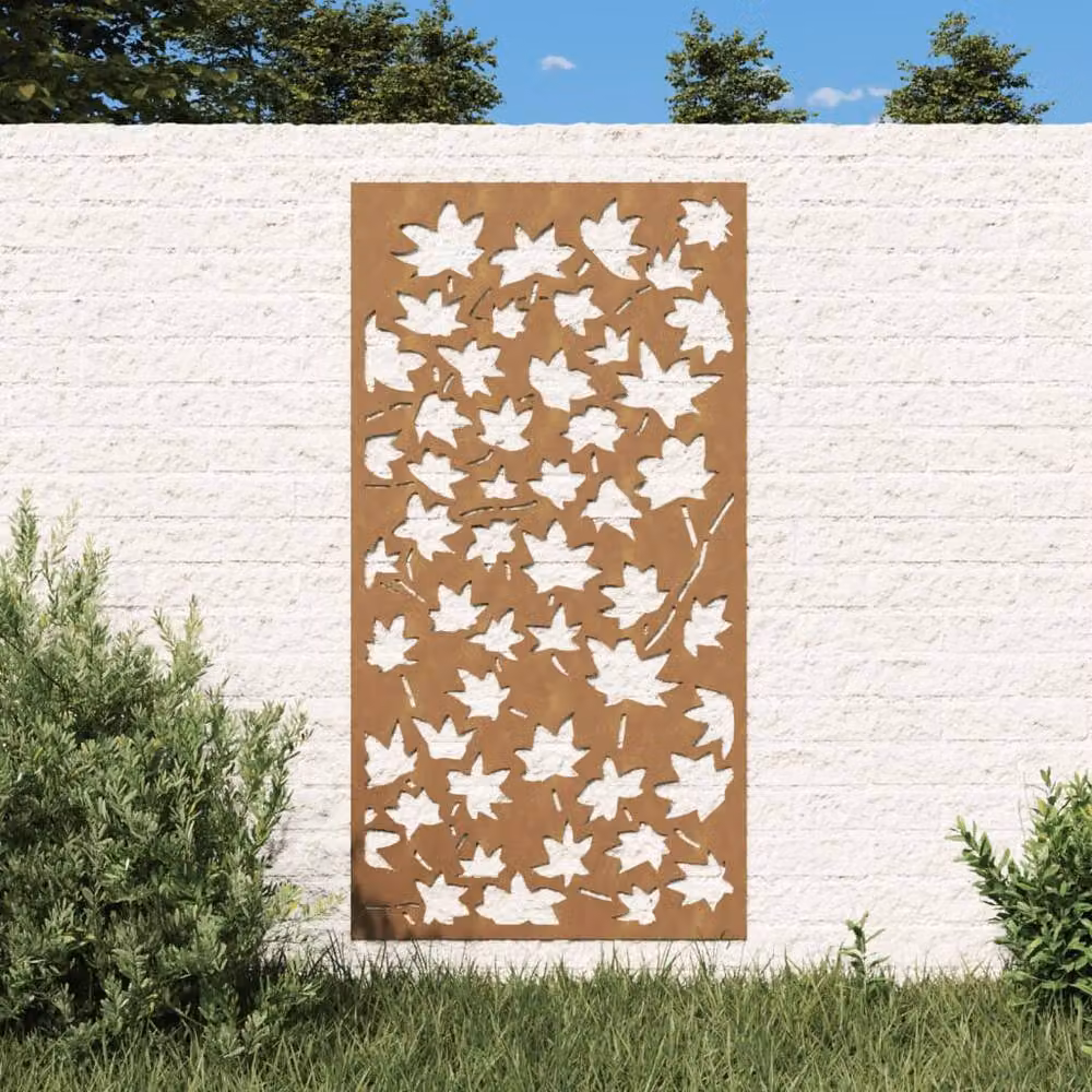 Berkfield Home Brown Corten Steel Maple Leaf Wall Decoration, W: 105 cm, H: 55 cm – 2