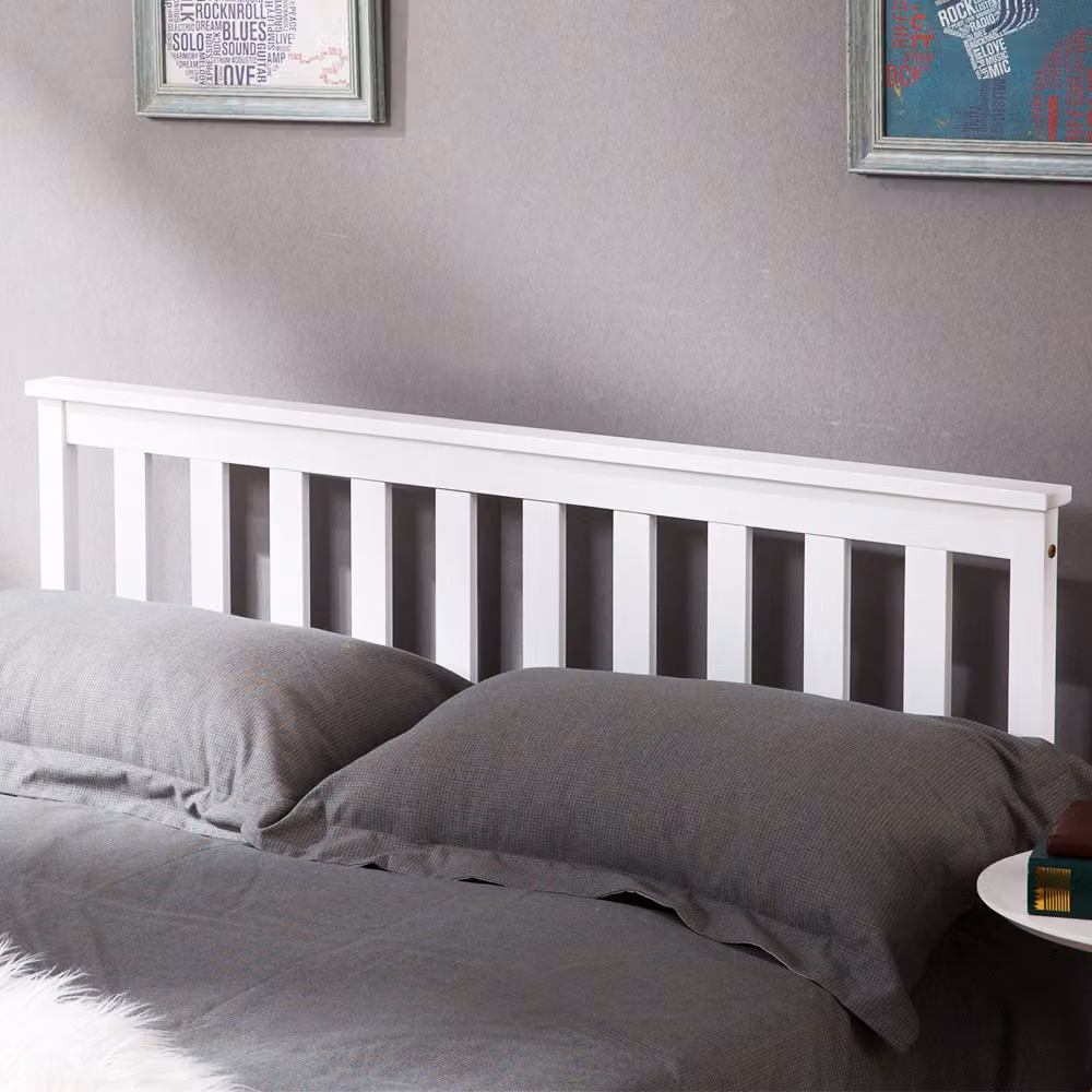 Aosom UK Double Wooden Bed Frame in White Solid Pine Wood, H 82 x W 141 x D 198 cm – 3