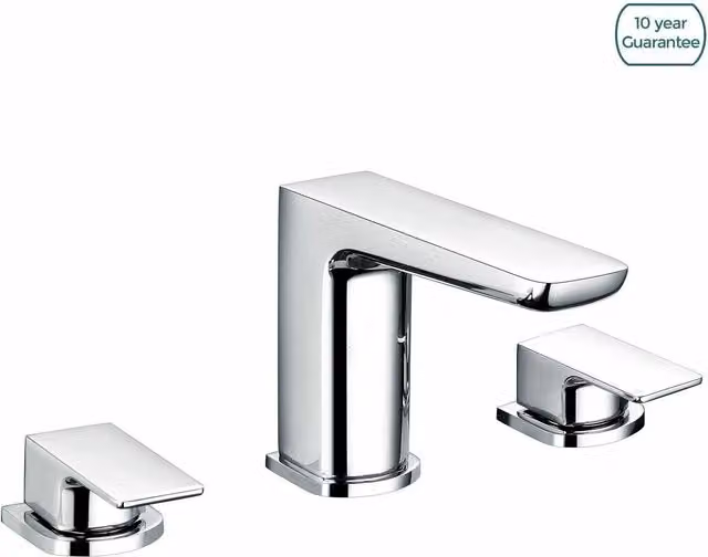 Nes Home Designer Chrome 3 Hole Deck Mounted Bath Filler Tap in Silver