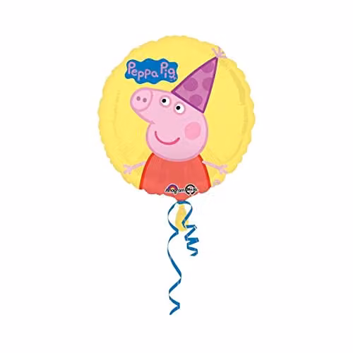 Amscan Yellow and Pink Round Foil Balloon with Peppa Pig Theme
