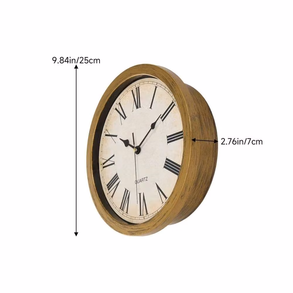 EONLION Gold Vintage Analog Round Wall Clock with Hidden Secret Safe Storage, Diameter: 100 cm – 2