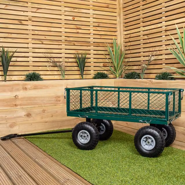 Samuel ALEXANDER Heavy Duty Green Metal Garden Festival Cart Trolley W/D/H: 88.0 x 44.0 x 21.0 cm – 1