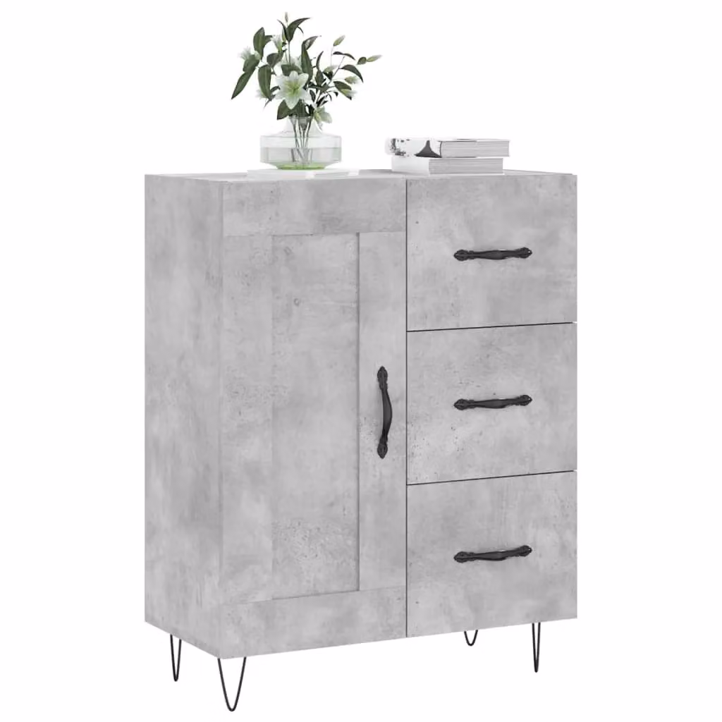 Berkfield Home Sideboard in Concrete Grey, W/D/H: 69.5 x 34 x 90 cm – 2