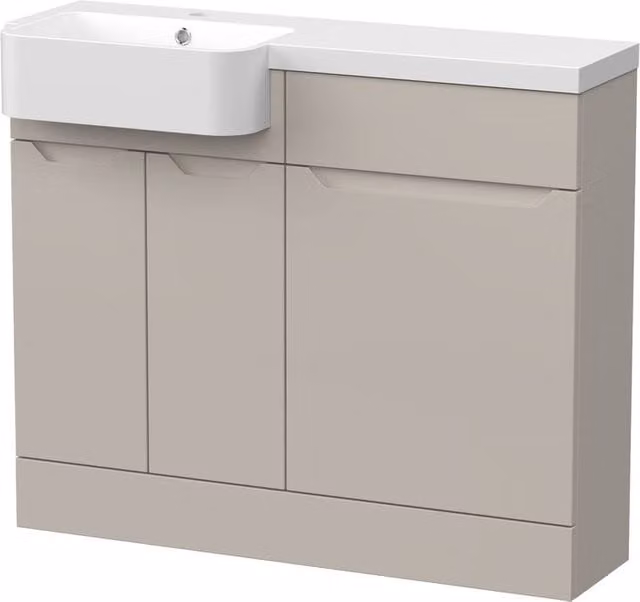 Balterley Teddesley Compact 2 Door Combination Vanity Basin and WC Unit, Grey, W: 100 cm, H: 85.5 cm – 1