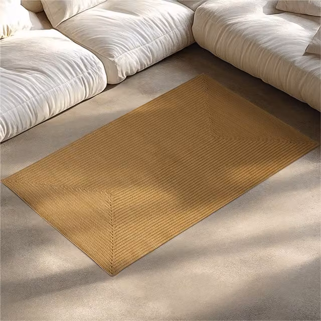 Tectake Raya Round Woven Boho Style Rug in Brown and Yellow, Diameter: 150 cm